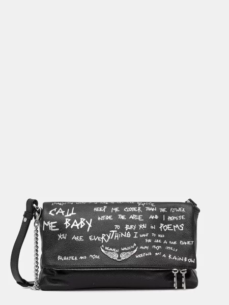 ZADIG&VOLTAIRE geantă de piele ROCKY II GRAFFITI negru