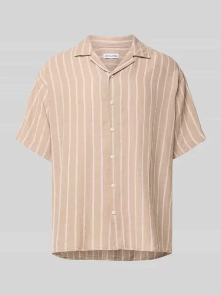 Koszula casualowa z kołnierzem z połami model ‘EENZO’ Jack & Jones beżowa