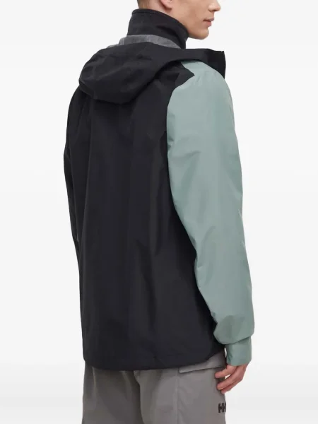 Geacă cu puf Adidas din piele de căprioară cu dungi cu glugă albastru