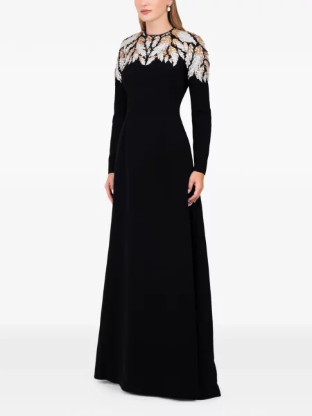 Rochie maxi Dina Melwani de cristal de costum negru