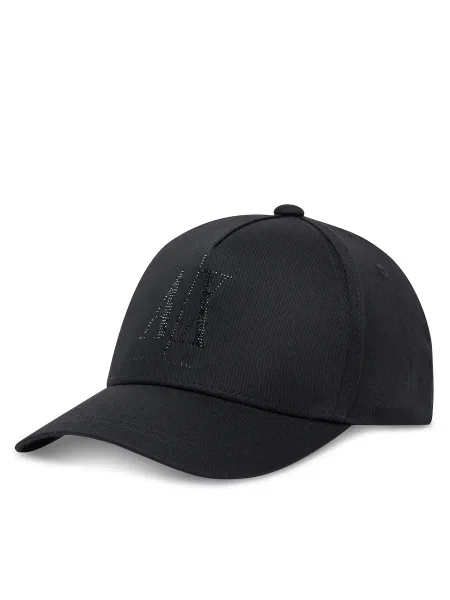 Шапка с козирка Armani Exchange с апликация черно