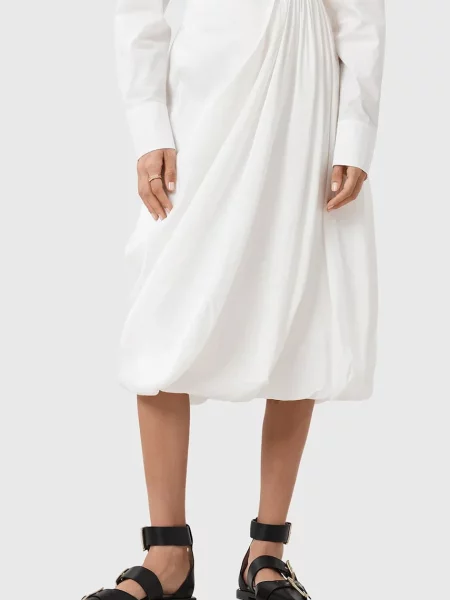Спідниця AllSaints NIA midi розкльошена білий