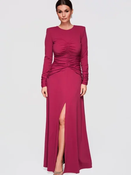 Ombre Společenské šaty burgundská červeň