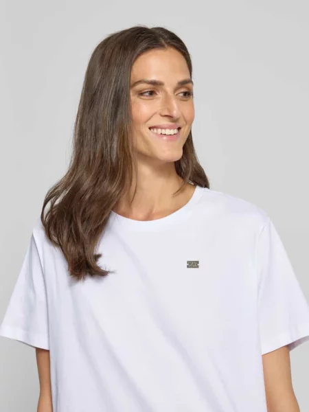 T-shirt o kroju regular fit z mieszanki bawełny z aplikacją z logo Ea7 Emporio Armani biała
