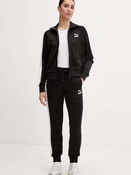 Puma παντελόνι επίσημο γυναικείο Iconic T7 Track Pants μαύρο
