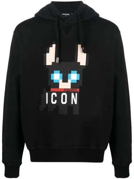 Hanorac cu glugă Dsquared2 cu imagine negru