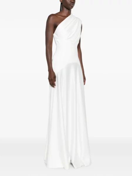 Rochie maxi Solace London cu un umăr gol alb