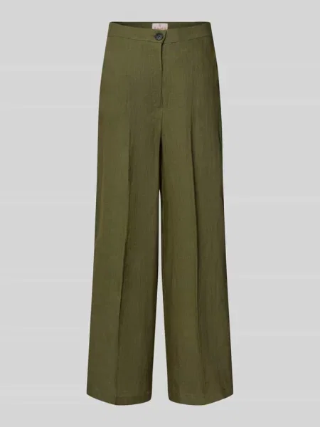 Spodnie z lnu z zakładkami w kroju wide fit model CLAVA' Emme
