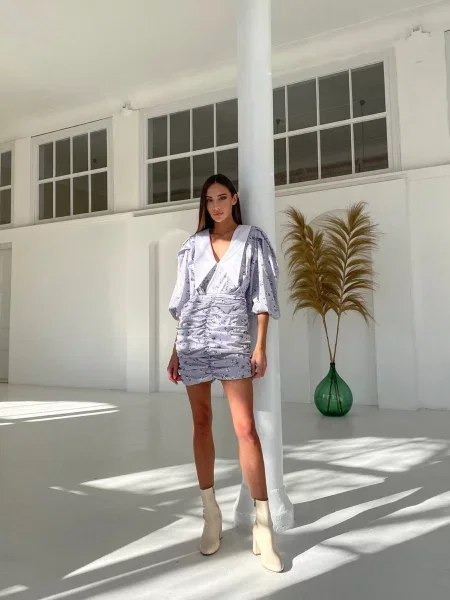 Сукня міні Milirud шовк сірий