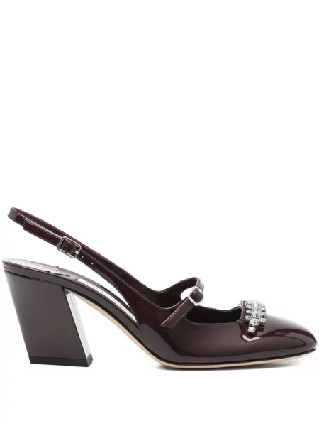 Pantofi cu toc Jimmy Choo slingback de cristal roșu