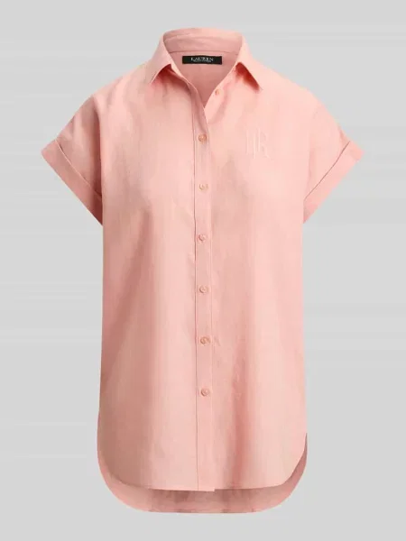 Bluzka koszulowa o kroju relaxed fit z czystego lnu Lauren Ralph Lauren różowa