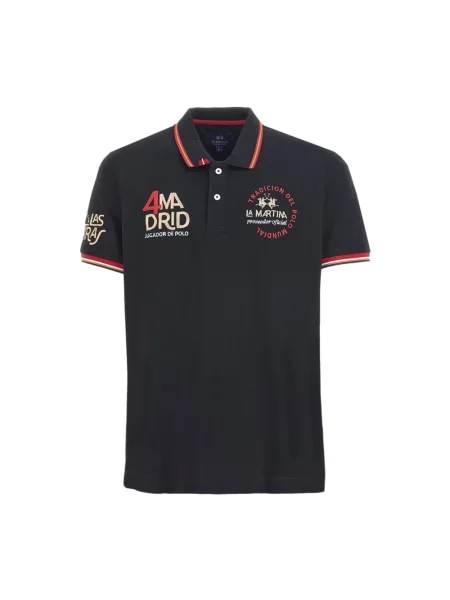 Koszulka polo La Martina ze stretchu czarna