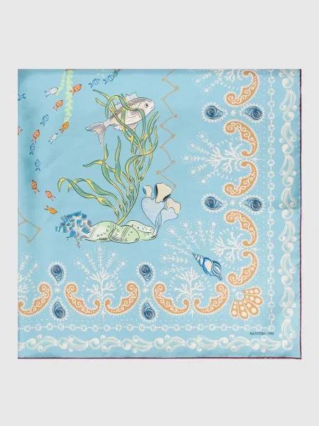 Хустка Coral Garden із шовку Mantero 1902 блакитна