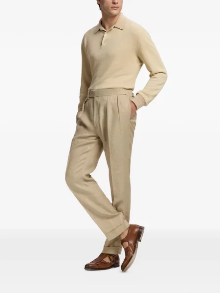 Жакардова поло тениска Ralph Lauren Purple Label с десен рибена кост виолетово