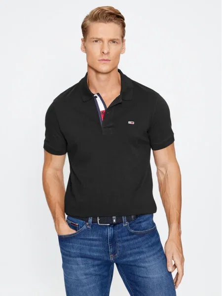 Tommy Jeans Tricou polo negru