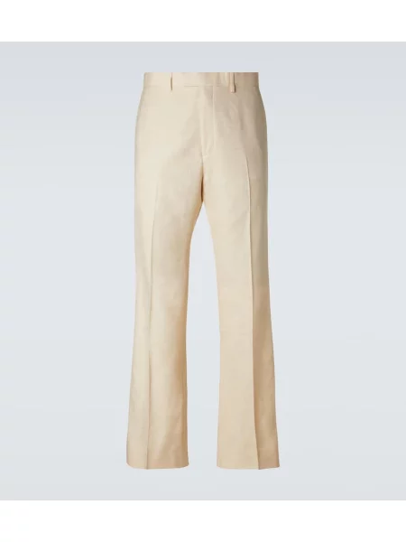 Saténové zvonové kalhoty Wales Bonner béžové