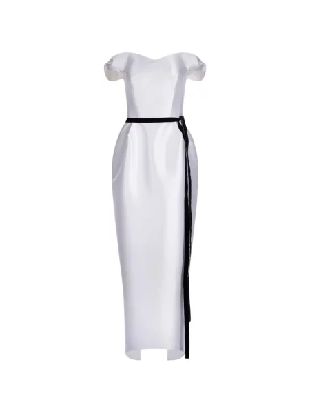Cu centură rochie maxi Araftu alb