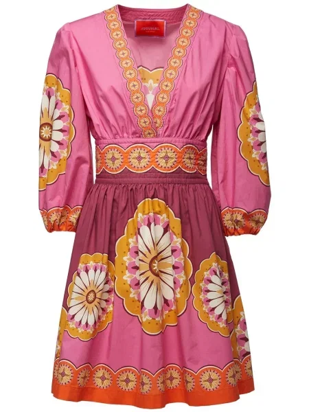 Rochie La Doublej cu decolteu în V de costum roz