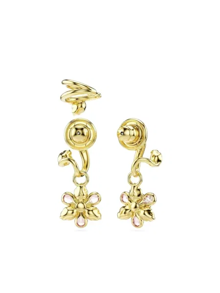 Cercei Swarovski cu model floral auriu