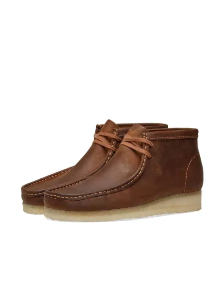 Botki Clarks skórzane brązowe