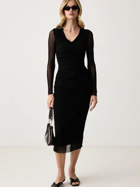 Silvian Heach rochie drapată JAMMIS negru