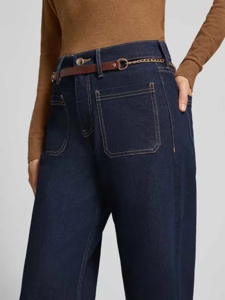 Jeansy o kroju regular fit z podwójnym detalem paska model SURI' S.oliver Black Label niebieskie