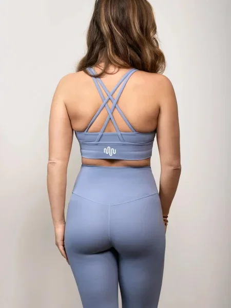 Premium zestaw sportowy – legginsy i biustonosz sportowy niebieski