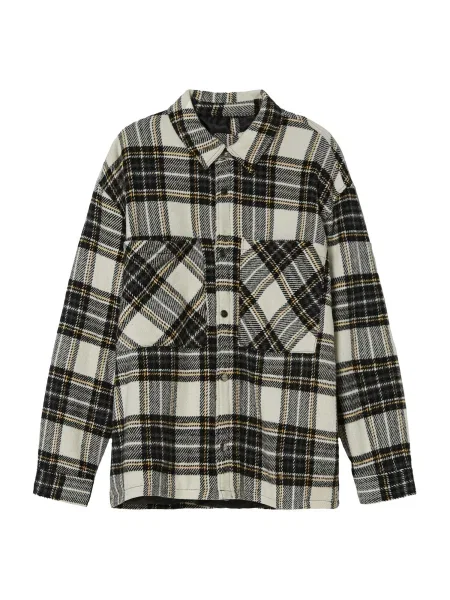 Bershka Cămașă ecru nisipiu negru