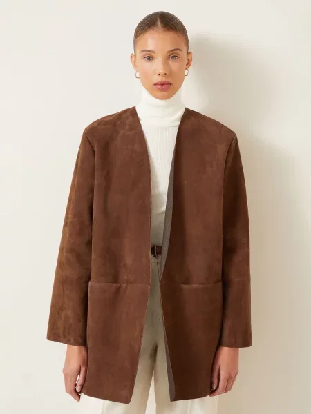 Max Mara Kožená Bunda Fumato hnědá