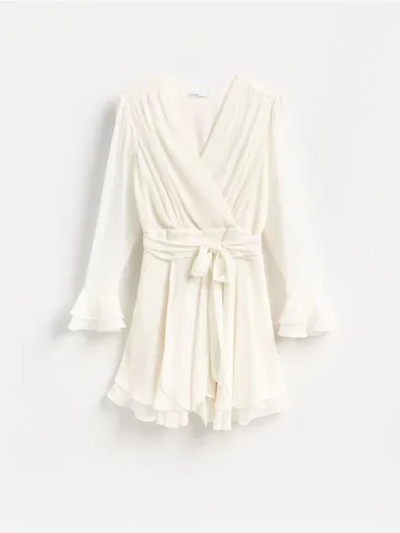 Reserved Rochie mini din șifon crem