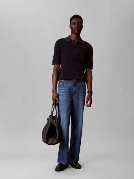 Calvin Klein Jeans koszulka polo z dzianiny Mężczyźni S niebieski