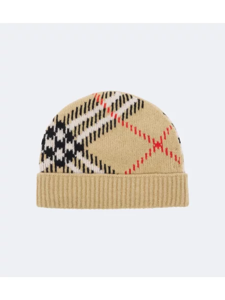 Căciulă Burberry din cașmir în carouri bej