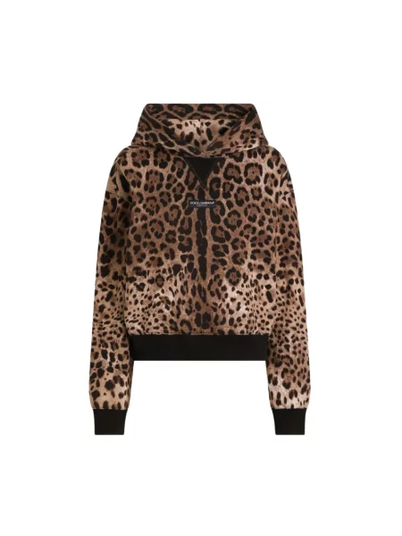 Bluza z kapturem Dolce And Gabbana z kapturem z nadrukiem brązowa