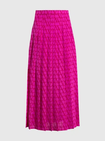 Спідниця-плісе із шовку в принт Toile Iconographe Valentino рожева