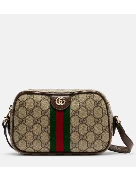 Mała torebka skórzana Gucci Ophidia skórzana beżowa