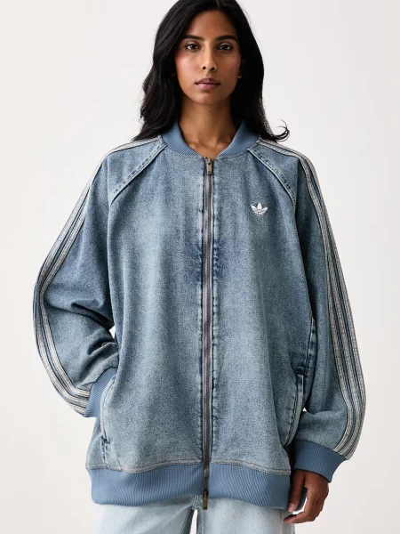 Adidas Originals geacă bomber pentru femei din denim albastru