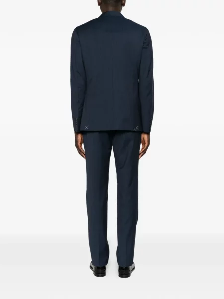 Costum Etro de lână cu model herringbone albastru