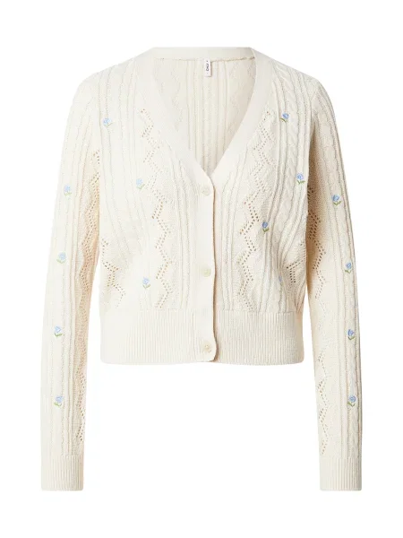 ONLY Geacă tricotată ONLBIRTIE ecru / albastru regal / oliv bej