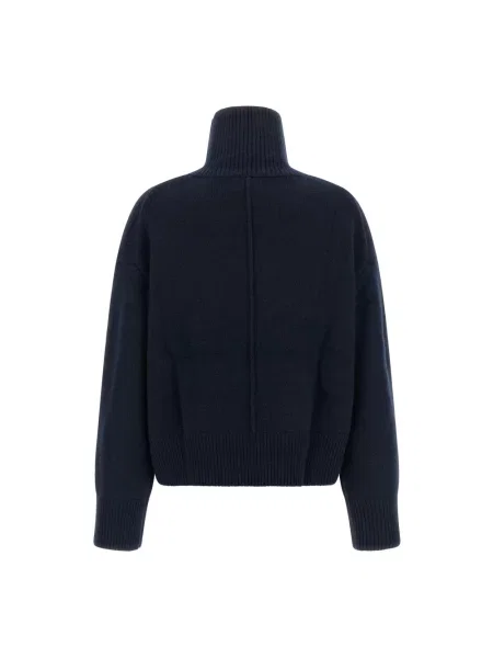 Lniany sweter z golfem Loulou De Saison niebieski