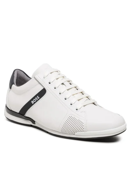 Sneakerși Boss din piele alb