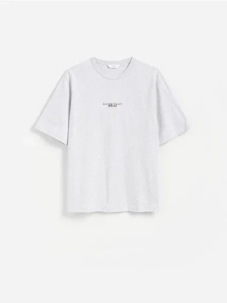 Reserved Tricou cu croială lejeră cu imprimeu deschis gri