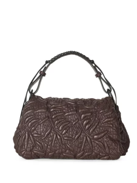 Matlasat geantă shopper Munthe din piele maro