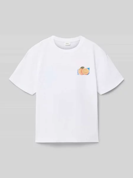 T-shirt o kroju regular fit z bawełny S.oliver Red Label biała