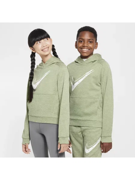 Bluza dziecięca Nike Multi Stain Repel Therma-FIT Hoodie oil green/olive aura/heather/white biała