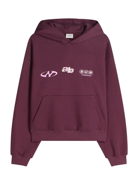 Bershka Mikina pastelově / růžová / burgundská červeň zelená