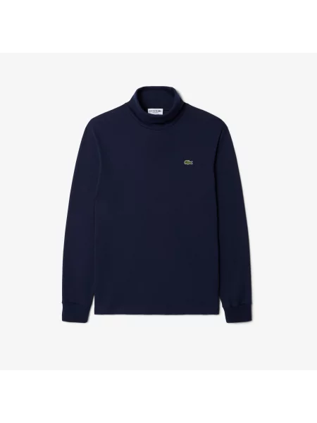 Lacoste Koszulka Z Długim Rękawem I Podwiniętym Dekoltem granatowa