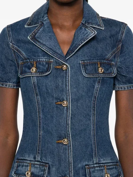 Rochie din denim Self-portrait de costum albastru