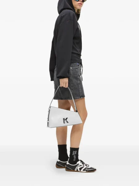 Кожена кожена чанта Karl Lagerfeld Jeans бяло