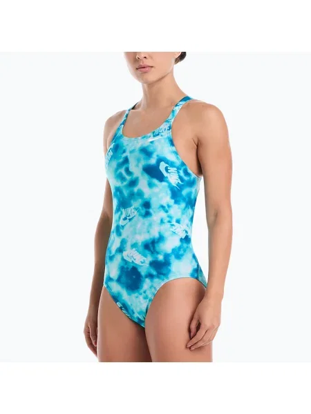 Costum de baie întreg pentru femei Nike Hydrastrong Fastback bleached turquoise