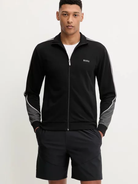 BOSS bluză Tracksuit Jacket negru